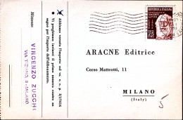 1953-GEMITO Lire 25 Isolato Su Cartolina Milano (27.1) - 1946-60: Marcophilie