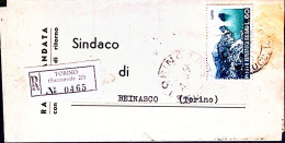 1954-TURISTICA Lire 60 Isolato Su Piego Raccomandato Torino (7.8) - 1946-60: Marcophilia