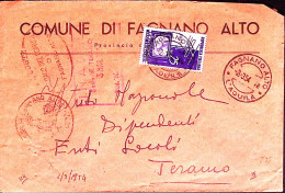 1954-RADIOTELEVISIONE Lire 25 Isolato Su Busta Fagnano Alto (2.3) - 1946-60: Poststempel