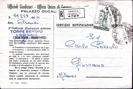 1960-OLIMPICA Lire 200 Isolato Su Notificazioni Atti Giudiziari Raccomandati Gen - 1946-60: Marcophilia