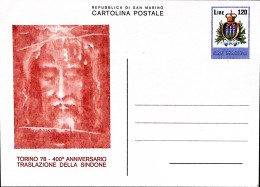 1978-SAN MARINO Cartolina Postale Lire 120 400^ Sindone A Torino Nuova - Interi Postali
