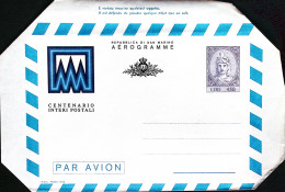 1982-SAN MARINO Lire 450 100^ Cartolina Postale Sanmarinese Nuovo - Poste Aérienne