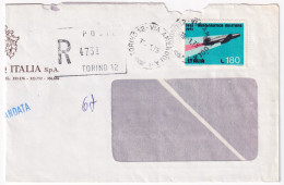 1975-AERONAUTICA Lire 180 (1211) Isolato Su Raccomandata (busta Commerciale) Tor - 1971-80: Marcophilia
