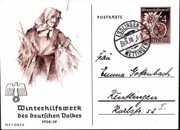 1938-GERMANIA REICH Cartolina Postale P.6+4 Settimana Invernale Viaggiata Esslin - Lettres & Documents