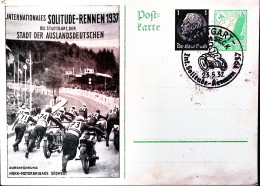 1937-Germania Cartolina Postale PA P.5 Gare Individuali Stoccarda (partenza NSKK - Storia Postale