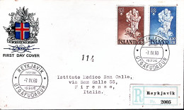 1960-ISLANDA Anno Mondiale Rifugiato Serie Completa Su Fdc Raccomandata Per L'It - Sonstige & Ohne Zuordnung