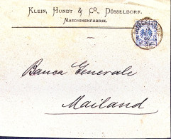 1892-GERMANIA Aquila In Cerchio P.20 Isolato Su Busta Dusseldorf (12.5) Per L'It - Brieven En Documenten