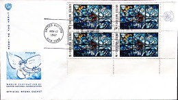 1967-Nazioni Unite-ONU New York Chagall Particolare Vetrata Blocco Di Quattro Co - Other & Unclassified