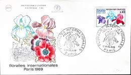 1969-Francia Mostra Intern Fiori Su Busta Fdc - Lettres & Documents