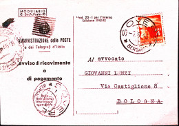 1946-MODULO Avviso Ricevimento Con Stemma Luogotenenziale Ricoperto Con Barre So - 1946-60: Marcophilie
