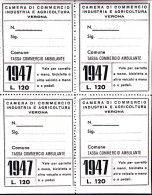 1947-C.C.I.A. Di Verona Tassa Commercio Ambulante Blocco Di Quattro Bollini Nuov - Italia