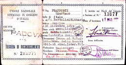 1935-TESSERA UN NAZ UFFICIALI CONGEDO Rilasciata Sezione Padova - Membership Cards