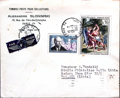 1963-Francia Opere D Arte C.50 Delacroix + Marc Sangnier Su Busta Via Aerea Pari - Lettres & Documents