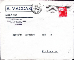 1947-Democratica Lire 3 Isolato Su Busta Milano (28.5) Per Distretto - 1946-60: Marcophilie