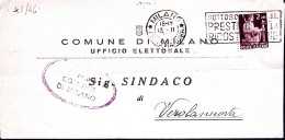 1946-Democratica Lire 2 Isolato Su Piego Tra Sindaci Milano (13.11) - 1946-60: Marcophilie