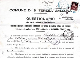 1946-Democratica Lire 2 Isolato Su Piego Tra Sindaci S Teresa Gallura C.2 Bluast - 1946-60: Marcophilia