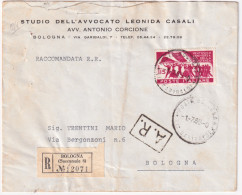 1965-XX RESISTENZA Lire 115 Isolato Su Raccomandata Bologna (1.7) - 1961-70: Marcophilie