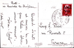 1946-A.M.G. V.G. Imperiale Senza Fasci Lire 2 Cartolina Monfalcone (17.12) Firma - Storia Postale