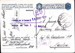 1943-Posta Militare/N 11 C.2 (1.5) Su Cartolina Franchigia Manoscritto PM 210 Fo - Guerre 1939-45