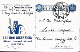 1943-TEMPIO 59 RGT. FTR Cp Reclute Su Cartolina Franchigia Chi Non Risparmia .Po - Oorlog 1939-45