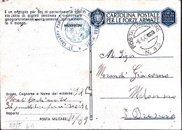 1943-Posta Militare/N 43 C.2 (6.9) Su Cartolina Franchigia Piega Verticale Fori  - Guerre 1939-45