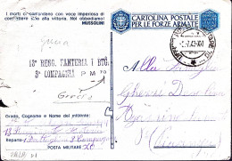 1943-UFFICIO POSTALE MILITARE 70 C.2 (3.7) Su Cartolina Franchigia Fori Spillo - Marcophilie