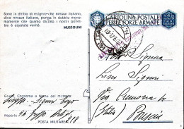 1943-Posta Militare/N 218 C.2 (3,9) Su Cartolina Franchigia Fori Spillo - War 1939-45