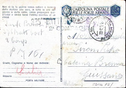 1943-Posta Militare/N 161 C.2 (18.6) Su Cartolina Franchigia Piega Centrale Fori - Guerre 1939-45