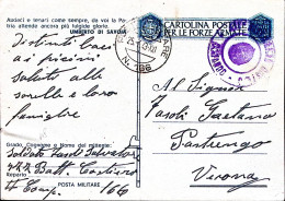 1943-Posta Militare/N 166 C.2 (25.7) Su Cartolina Franchigia Piega Centrale - Guerre 1939-45