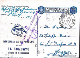 1943-Posta Militare/N 142 C.2 (18.7) Su Cartolina Franchigia Rinunzia Al Superfl - Weltkrieg 1939-45