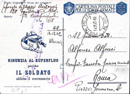 1942-Posta Militare/N 68 C.2 (14.12) Su Cartolina Franchigia Rinunzia Al Superfl - War 1939-45