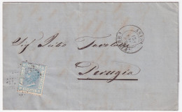 1869-ASSISI/UMBRIA C 2+punti (15.9) Su Busta Affrancata C.20 Tir. Londra - Poststempel
