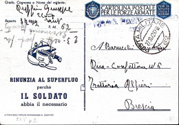 1942-Posta Militare/N 62 C.2 (27.10) Su Cartolina Franchigia Rinunzia Al Superfl - Oorlog 1939-45