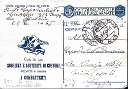 1943-Posta Militare/N 65 C.2 (2.4) Su Cartolina Franchigia Con La Tua Sobrieta'  - Oorlog 1939-45