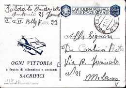 1942-Posta Militare/N 93 C.2 (1,5) Su Cartolina Franchigia Ogni Vittoria . - Weltkrieg 1939-45