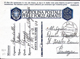 1941-Posta Militare/N 17 C.2 (29.5) Su Cartolina Franchigia Fori Spillo - Guerre 1939-45
