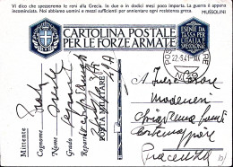 1941-Posta Militare/N 49 C.2 (22.6) Su Cartolina Franchigia Manoscritto Prati (G - War 1939-45