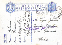 1940-UFFICIO POSTALE MILITARE 202 C.2 (4.9) Su Cartolina Franchigia Fori Spillo - Marcophilie
