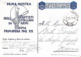 1942-Cartolina Franchigia I Mostra Artisti In Armi Viaggiata Posta Militare 2 (1 - Weltkrieg 1939-45
