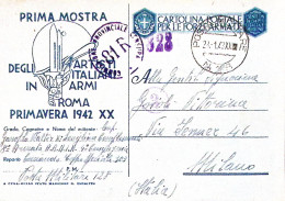 1943-Posta Militare/N 128 C.2 (28.1) Su Cartolina Franchigia I Mostra Artisti In - Weltkrieg 1939-45