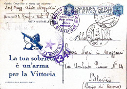 1943-Posta Militare/N 179 C.2 (30.8) Su Cartolina Franchigia Propaganda Fori Spi - Guerre 1939-45