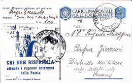 1942-Posta Militare/N 104 C.2 (13.11) Su Cartolina Franchigia Propaganda - Weltkrieg 1939-45