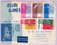 1962-Indonesia 4 Giochi Asiatici Fdc Via Aerea Per La Svezia - Indonésie