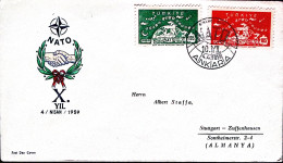 1959-TURCHIA X Ann. NATO Serie Cpl. (1423/4) Su Fdc - Storia Postale