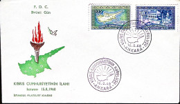 1960-TURCHIA Proclamazione Repubblica Di Cipro Serie Cpl. (1558/9) Fdc - Briefe U. Dokumente