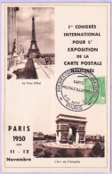 1950-Francia I^ Congresso Cartoline Postali/Parigi (11.11) Annullo Speciale Su C - 1921-1960: Modern Period