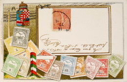 C.P.A. Carte Postale Philatélique Gaufrée Avec Armoiries - Représentation De Timbres Poste Anciens De La HONGRIE - TBE - Stamps (pictures)