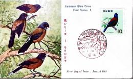 1963-Giappone Uccelli Protetti C.10 Blue Crow (742) Su Fdc - FDC