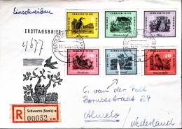 1959-GERMANIA DDR UCCELLI Serie Cpl. (413/8 P.25 Dif.) Su Racc. - Briefe U. Dokumente