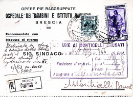 1953-FORZE ARMATE Lire 10 + ITALIA LAVORO Lire 50 Su Cartolina Raccomandata Bres - 1946-60: Poststempel